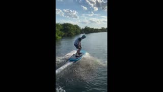 Riding $12,000 electric surfboard in Miami