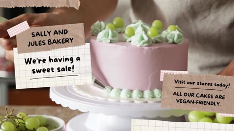 Food In-Stream Video Ad in Cream Brown Pink Refined Scrapbook Style