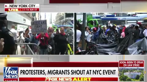 Chaos erupts as protesters confront top Dems including AOC over migrants at NYC