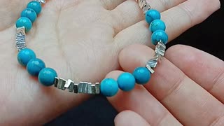 Natural turquoise and 925 silver handmade bracelet high quality Genuine Gemstone jewelry