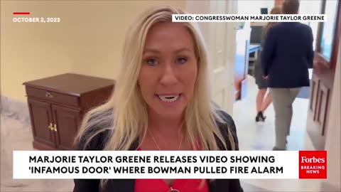 Rep. Greene Exposes Door Where Rep. Bowman Pulled Alarm!