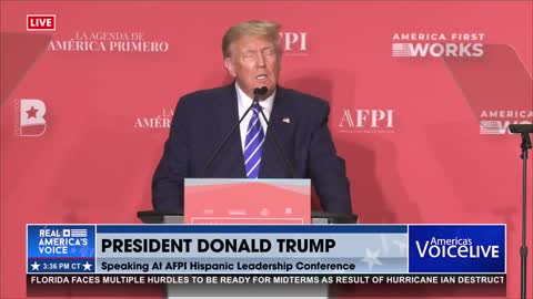 Trump addresses Hurricane Ian devastation in front of Hispanic group in Miami.