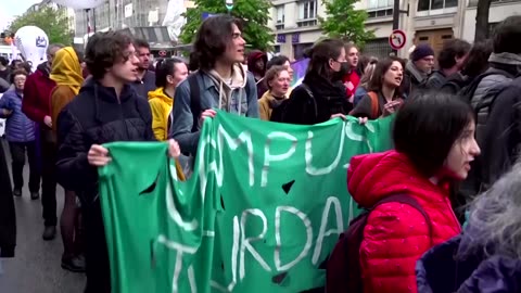 French police face off with anarchists on May Day