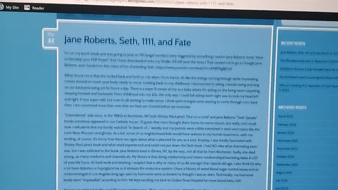 Jane Roberts, Seth, 1111, and Fate