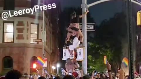 "Damn Barbarians" - New York Pride Celebration Inspires Twerking on a Traffic Light
