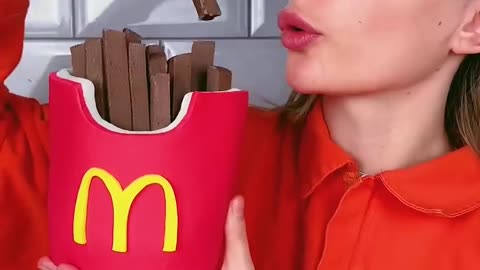 Chocolate 🍟 VS Real Food Challenge #shorts