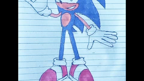 Drawing Sonic using pencils