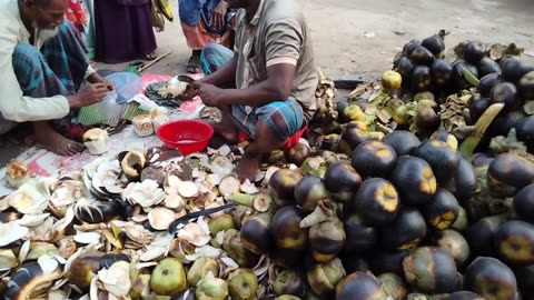 Street food | Amazing palm fruits cutting | palm fruits cutting skill