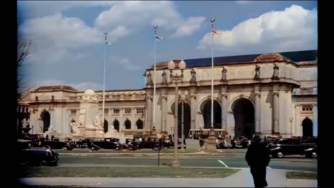 Washington D.C 1930s in color, Union Station [60fps,Remastered] w_sound design added