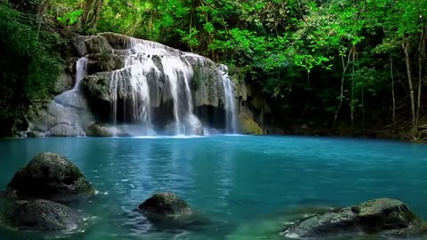 A comfortable sleep with the sound of a waterfall and soothing music