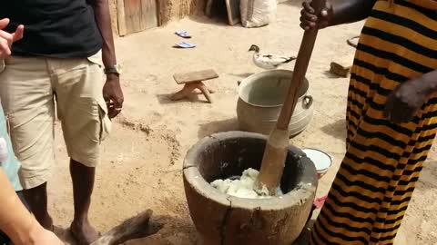 Cassava pounding (Fufu) Ghana