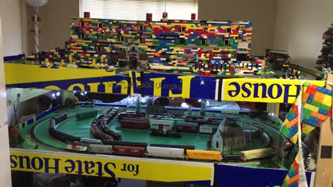 Soo Line 6600 & Soo Line 505 running around the Layout & a LEGO train running around the Palace