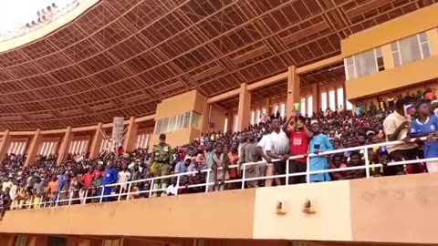 Supporters of Niger’s coup gather at Niamey stadium