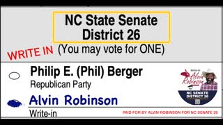 Write-In Alvin Robinson for NC Senate District 26