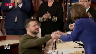 Congress gives Zelensky a standing ovation as he arrives.