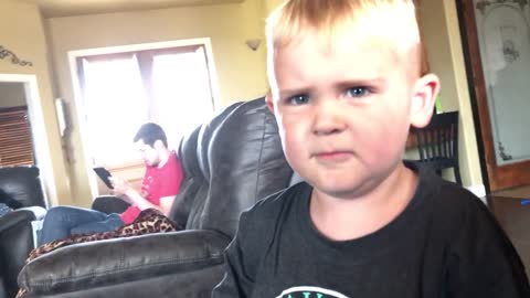 Little boy does NOT want to be filmed!! Wait for it!!