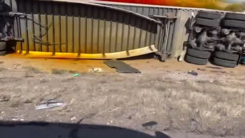 JUST IN - Truck loaded with hazardous materials overturns in Tucson, Arizona