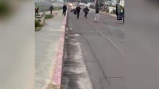 A mob of migrants pulled up on California shore & ran into the neighborhood, Smh!!!