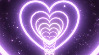 056. Fly Through Purple Heart Shaped Neon Light Glow Circular Ring Tunnel