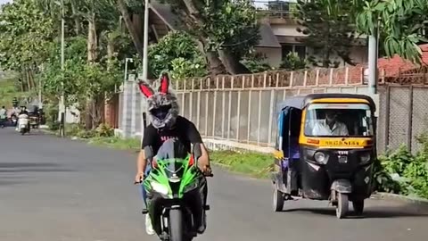 Bunny Helmet Kids Reaction With Kawasaki ZX10R in Road Public Reactions🔥😍👀💯🏁 #viral #justforfun