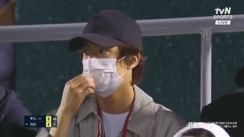 BTS Jin was spotted at a tennis match