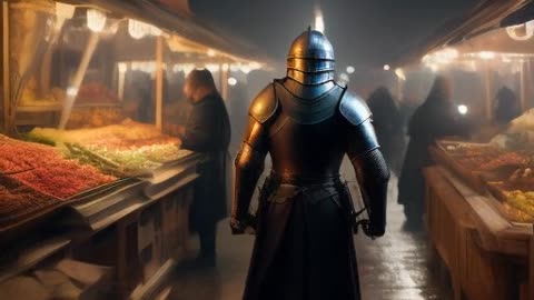 Medieval knight at the wet market.mp4