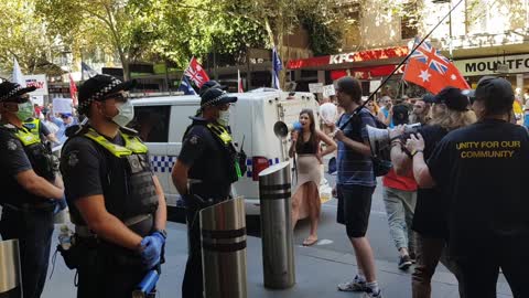 Melbourne Rally March to police station Burke Street 16 04 2022