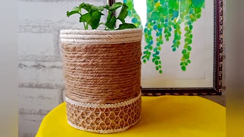 The Beauty Of Natural Color Amazing Diy Rope planter Idiy Jute Planter Indoor Rope plant.