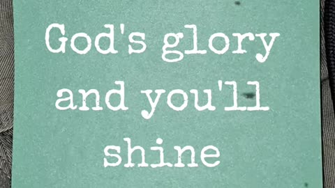 It’s all about GOD’S GLORY!