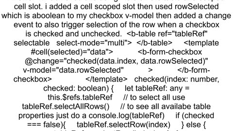 Can bootstrapvue table row selection be selected via a checkbox