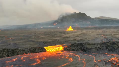 Reykjanes Volcano eruption (Iceland) Geldingadalir valley at the Fagradalsfjall mountain