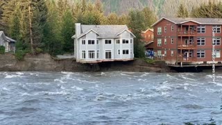 LOOK OUT! House COLLAPSES into River Following Flooding in Alaska