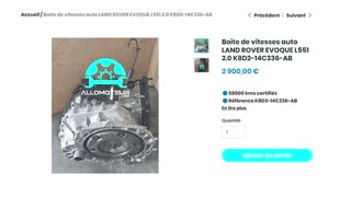 ALLOMOTEUR.COM - Boite de vitesses auto LAND ROVER EVOQUE L551 2.0 K8D2-14C336-AB