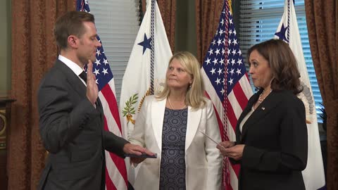 Ambassador Miller sworn in by Vice President Harris in ceremony