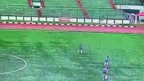 Lightning struck a player during a soccer match in Indonesia, leading to the player's death.