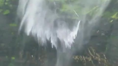 Strong winds create a reverse waterfall in Maharashtra, India