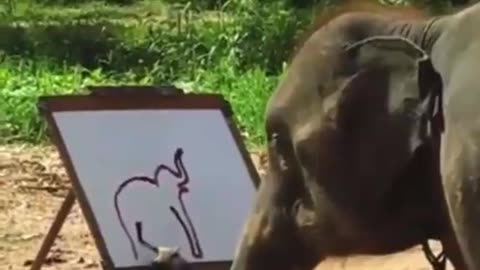 Elephant painting an elephant