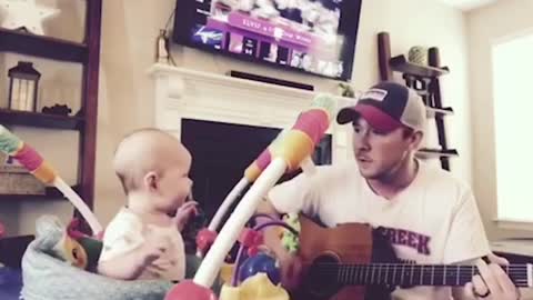 Baby Jams Along to Dad's ABC's
