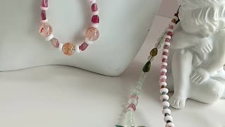 Tourmaline Rubellite Apyrite and pink shell smooth beads akura onyx turquoise gemstone necklace