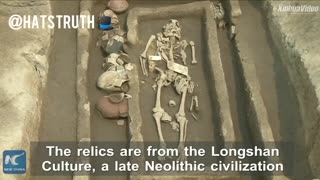 Archaeologists in China find giant human skeletons.