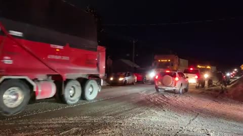 Convoy arriving in Quebec City, Canada (Feb. 3, 2022)