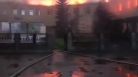 A regional hospital is on fire in Krasny Liman