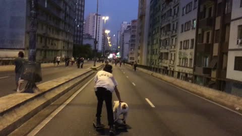 Lazy Bulldog Would Rather Skate Down The Street Than Walk