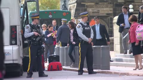 Exclusive: Justin Trudeau arrives at The Peace Tower in Ottawa