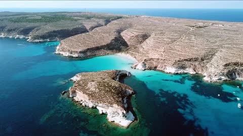 aerial view of isola dei conigli next to the island of lampedusa sicily italy