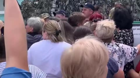 Ukrainians protested at TCC abductors building. TCC had beaten a man into a coma he died afterwards