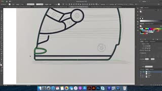 Illustrator drawing how to draw an F1 racing helmet part 5.