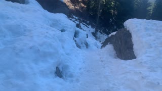 Thick Snowy Boulder Field – Tamanawas Falls – Mount Hood – Oregon – 4K