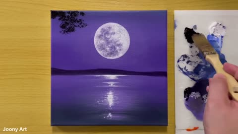 Full Moon Painting / Acrylic Painting for Beginners / STEP by STEP #173 / 보름달 풍경화