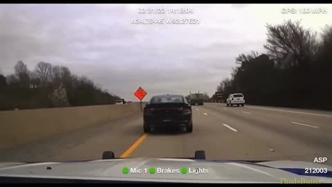 Dash cam shows Arkansas police chase a stolen Dodge Charger and the suspect gets away on foot